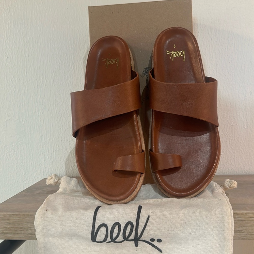 Beek Brown Leather Sandals Minimalist Design